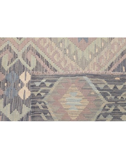Tappeto Kilim Afghanistan azzurro bianco 202x296