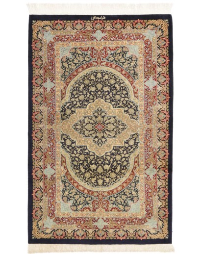 Tappeto Ghom seta Persia marrone 80x118