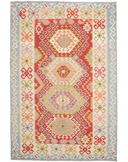 Tappeto Kilim Afghanistan beige rosso 206x308