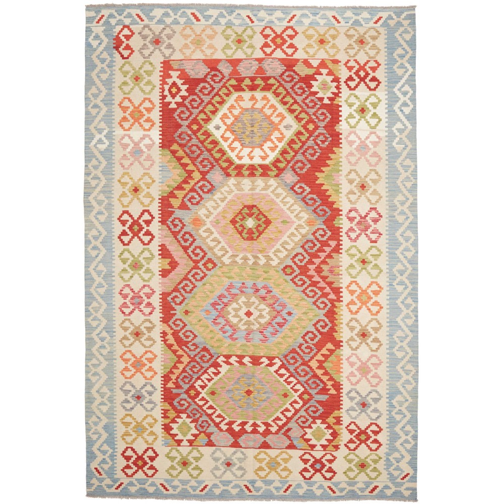 Tappeto Kilim Afghanistan beige rosso 206x308