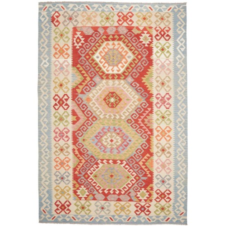 Tappeto Kilim Afghanistan beige rosso 206x308