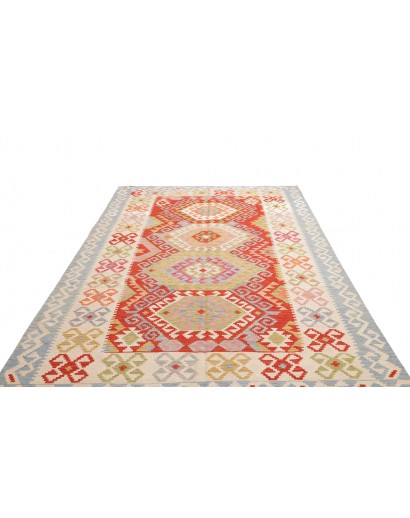 Tappeto Kilim Afghanistan beige rosso 206x308