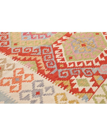 Tappeto Kilim Afghanistan beige rosso 206x308