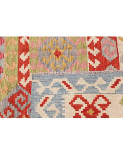 Tappeto Kilim Afghanistan beige rosso 206x308