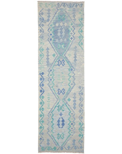 Tappeto Kilim Afghanistan beige blu 90x300