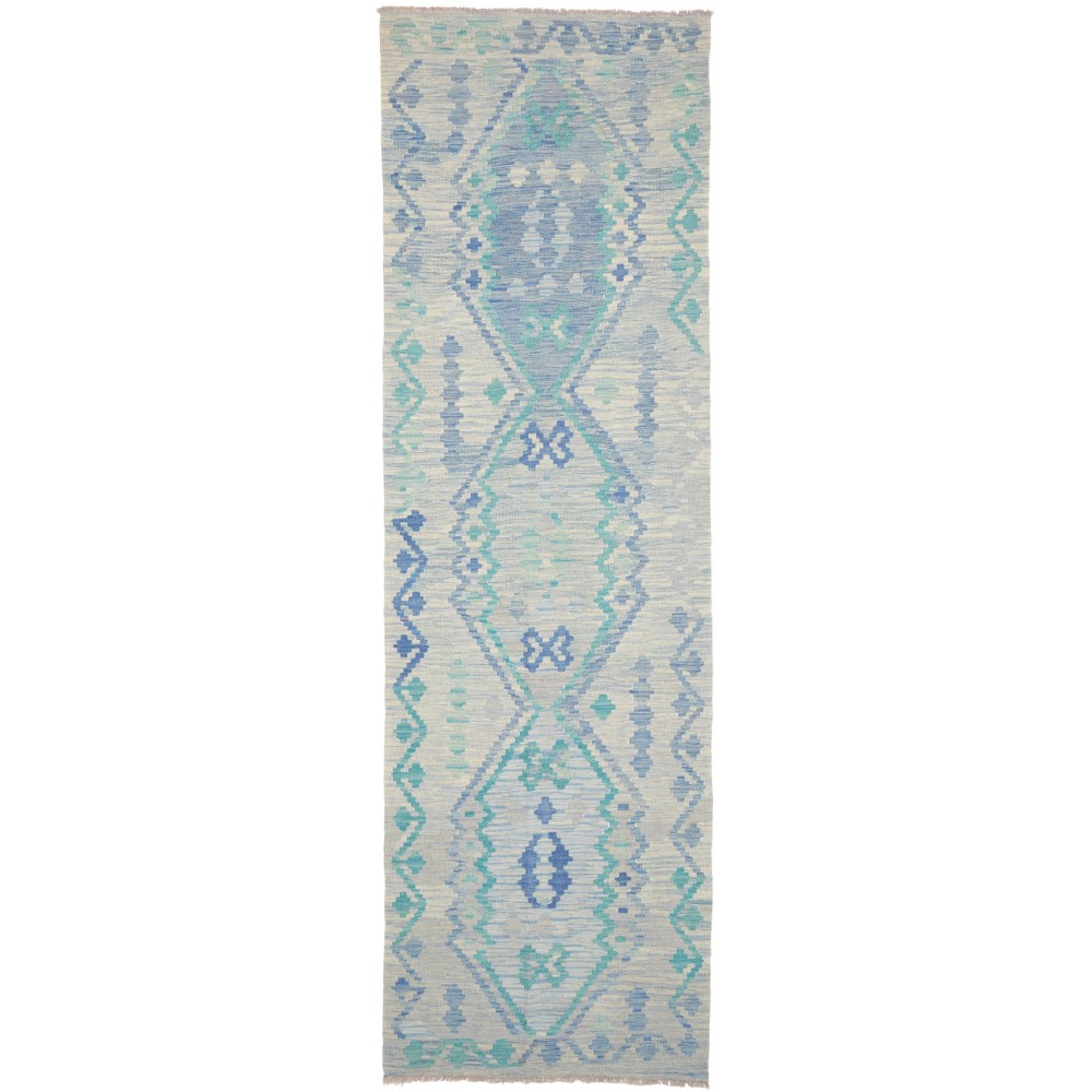 Tappeto Kilim Afghanistan beige blu 90x300