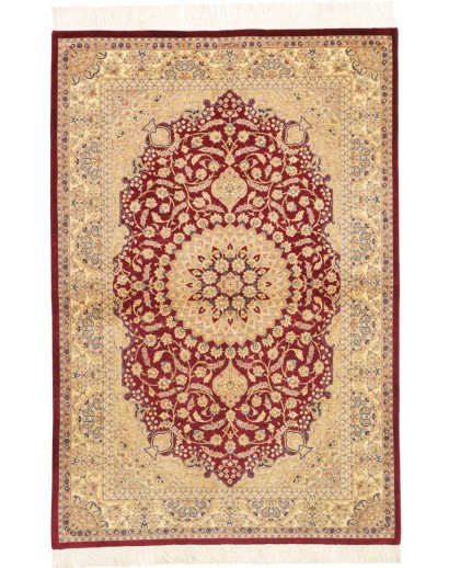 Tappeto Ghom seta Persia marrone 97x149