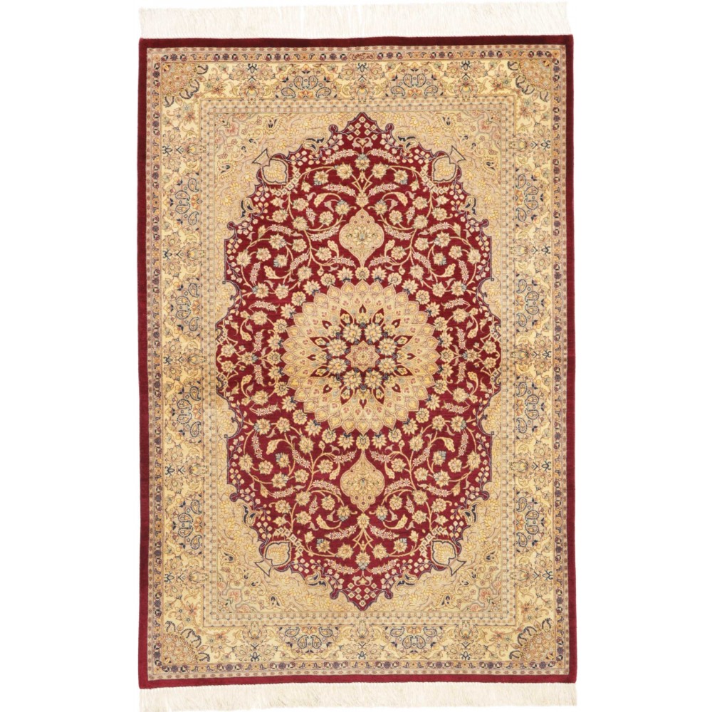 Tappeto Ghom seta Persia marrone 97x149 Tappeto Ghom seta Persia marrone 97x149