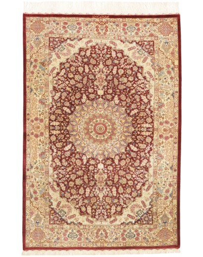 Tappeto Ghom seta Persia marrone 101x150