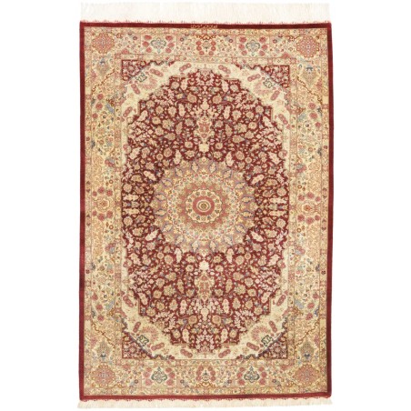 Tappeto Ghom seta Persia marrone 101x150