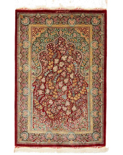 Tappeto Ghom seta Persia bianco blu 58x87
