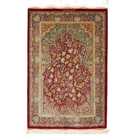 Tappeto Ghom seta Persia bianco blu 58x87