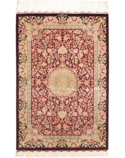 Tappeto Ghom seta Persia marrone beige 59x89