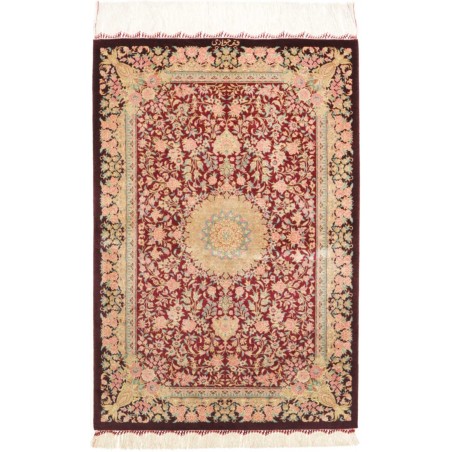 Tappeto Ghom seta Persia marrone beige 59x89