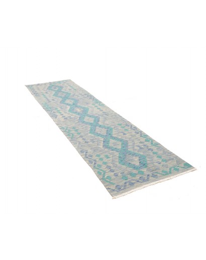 Tappeto Kilim Afghanistan beige blu 82x291