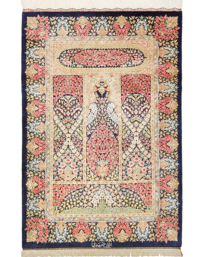 Tappeto Ghom seta Persia marrone grigio 60x90