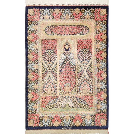 Tappeto Ghom seta Persia marrone grigio 60x90