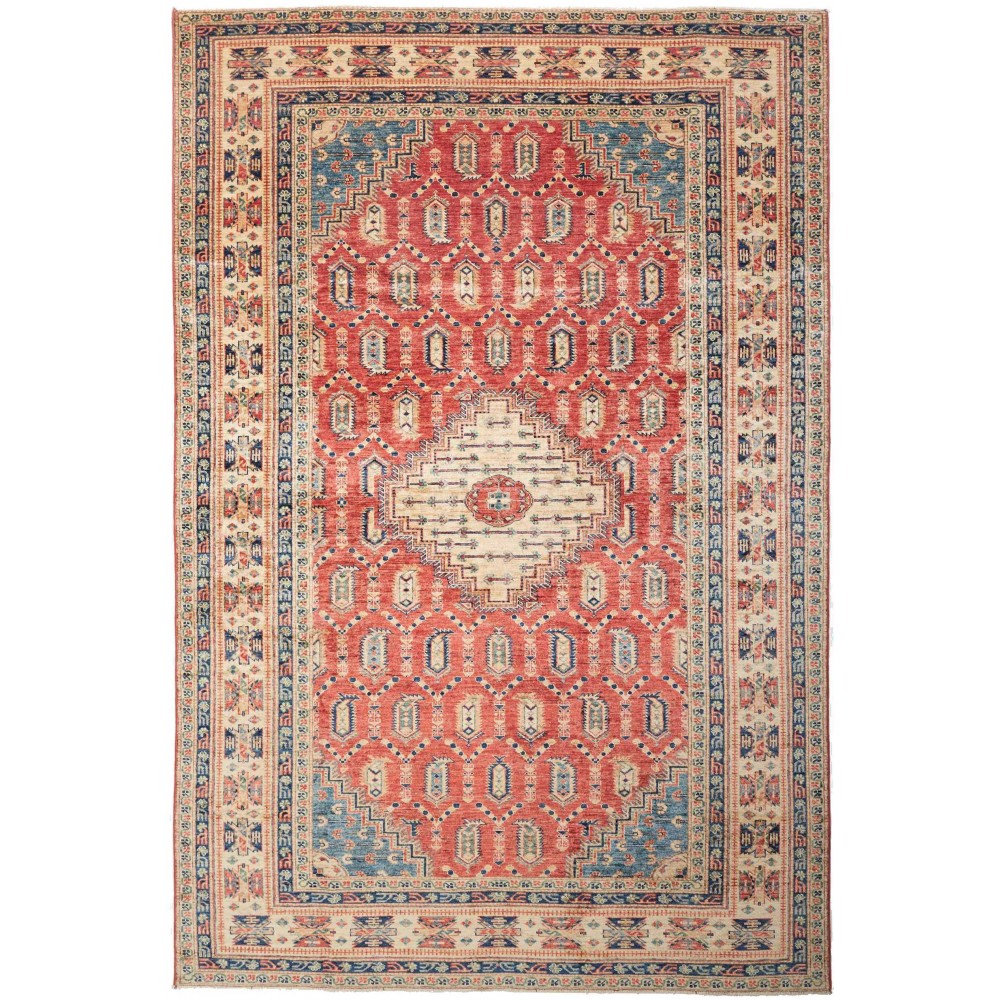 Tappeto Kazak Fine Pakistan marrone grigio 204x308 Tappeto Kazak Fine Pakistan marrone grigio 204x308