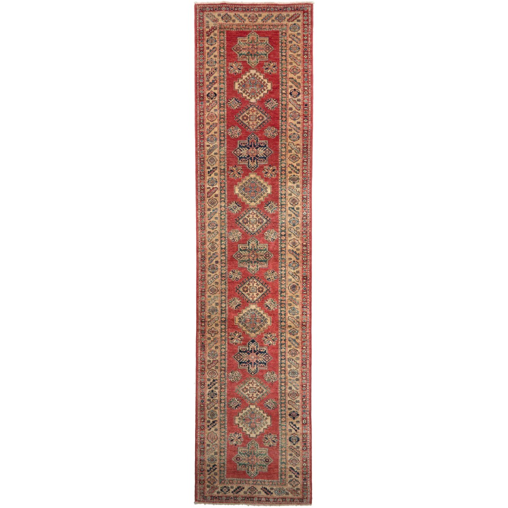 Tappeto Kazak Fine Pakistan rosso grigio 73x317 Tappeto Kazak Fine Pakistan rosso grigio 73x317
