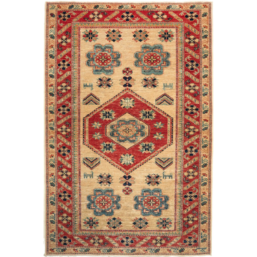 Tappeto Kazak Fine Pakistan marrone grigio 102x155 Tappeto Kazak Fine Pakistan marrone grigio 102x155