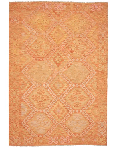 Tappeto Kilim Afghanistan arancione marrone 202x305