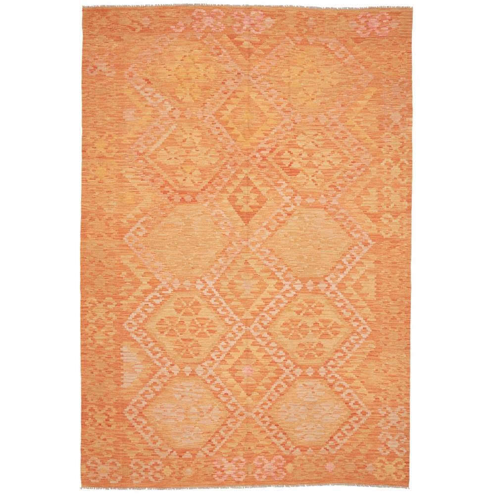 Tappeto Kilim Afghanistan arancione marrone 202x305
