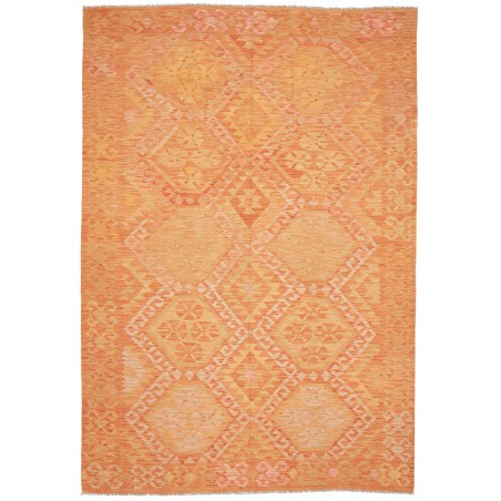 Tappeto Kilim Afghanistan arancione marrone 202x305