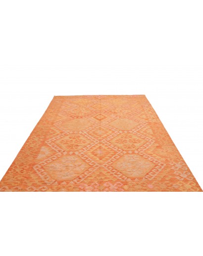 Tappeto Kilim Afghanistan arancione marrone 202x305