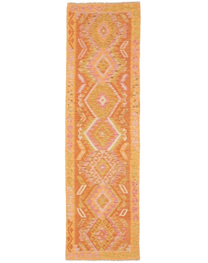 Tappeto Kilim Afghanistan arancione marrone 80x291