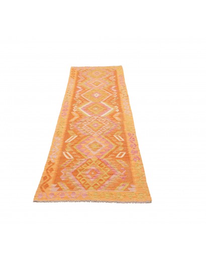 Tappeto Kilim Afghanistan arancione marrone 80x291