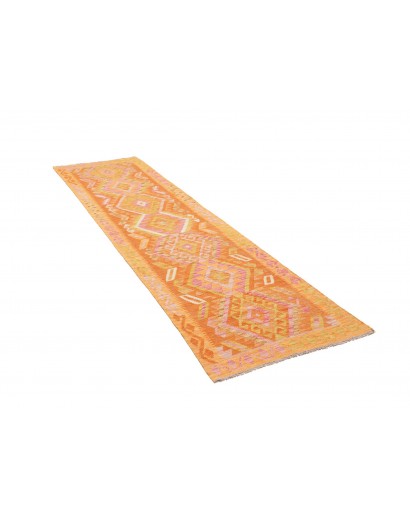 Tappeto Kilim Afghanistan arancione marrone 80x291