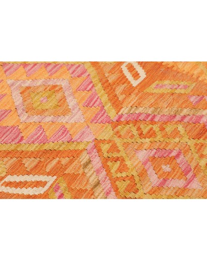 Tappeto Kilim Afghanistan arancione marrone 80x291