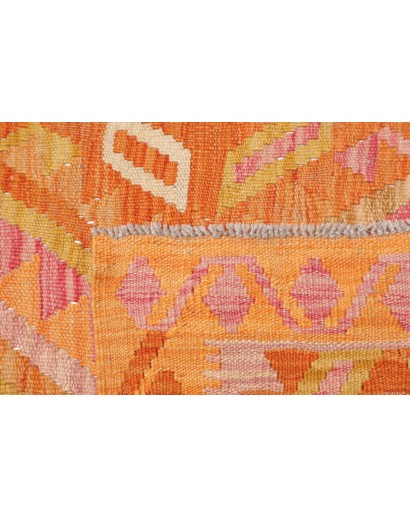 Tappeto Kilim Afghanistan arancione marrone 80x291