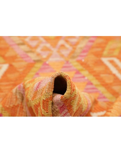 Tappeto Kilim Afghanistan arancione marrone 80x291