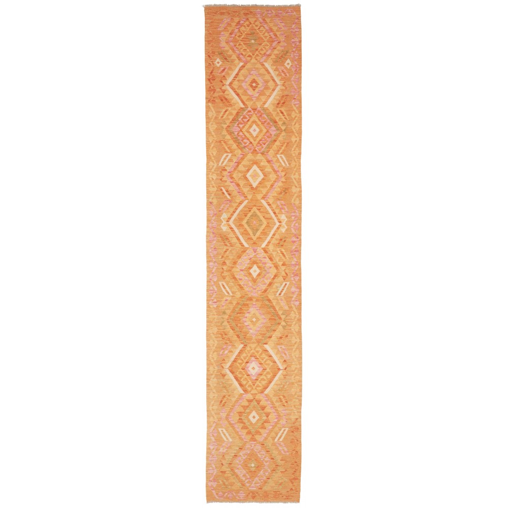 Tappeto Kilim Afghanistan arancione marrone 70x385