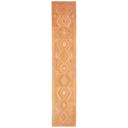 Tappeto Kilim Afghanistan arancione marrone 70x385