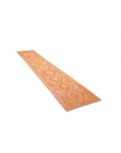 Tappeto Kilim Afghanistan arancione marrone 70x385