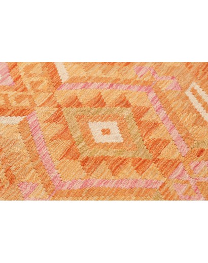 Tappeto Kilim Afghanistan arancione marrone 70x385