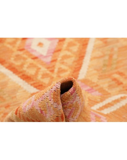 Tappeto Kilim Afghanistan arancione marrone 70x385