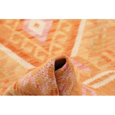 Tappeto Kilim Afghanistan arancione marrone 70x385