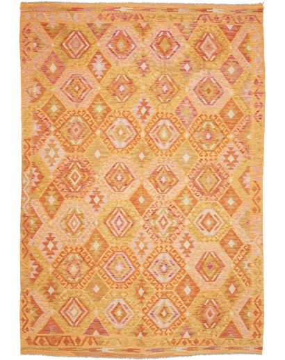 Tappeto Kilim Afghanistan arancione marrone 206x292