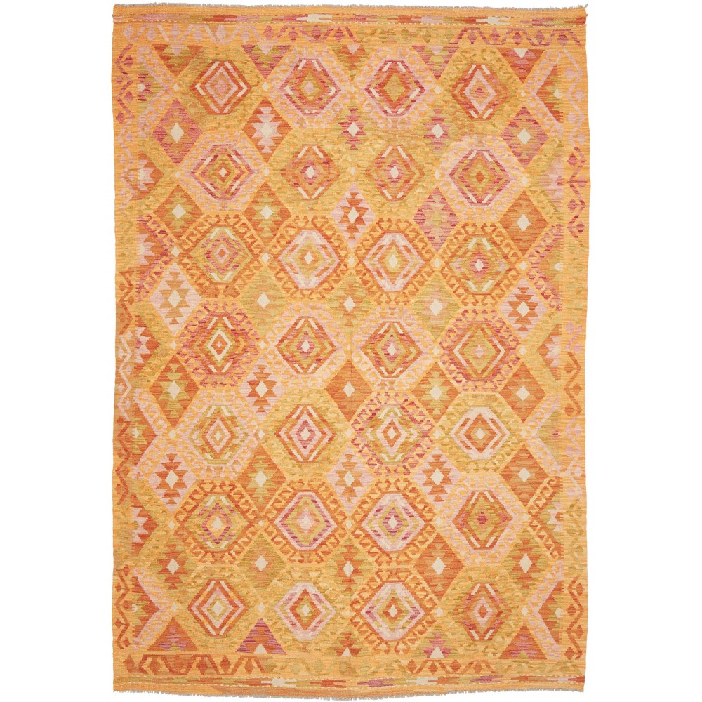 Tappeto Kilim Afghanistan arancione marrone 206x292