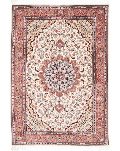 Tappeto Tabriz 50 Raj Persia bianco marrone 102x150