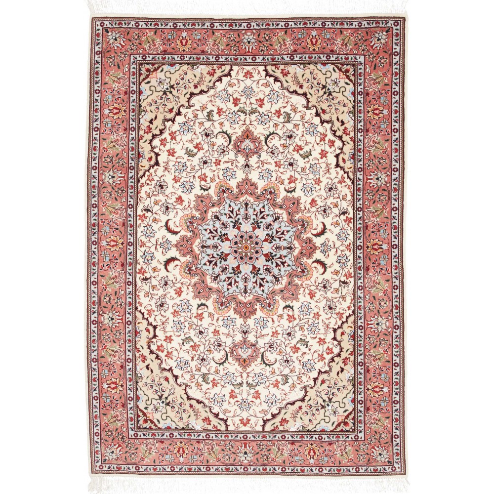 Tappeto Tabriz 50 Raj Persia bianco marrone 102x150