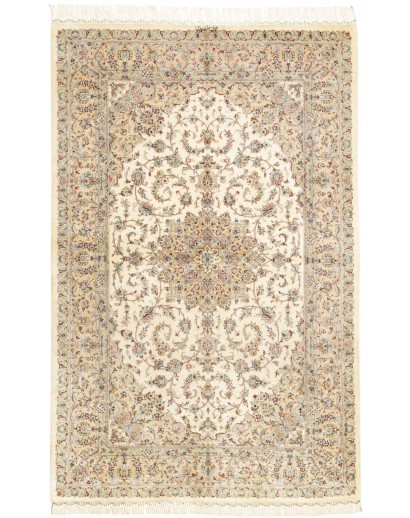Tappeto Ghom seta Persia giallo marrone 126x198