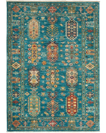 Tappeto Tribal Pakistan azzurro marrone 96x137