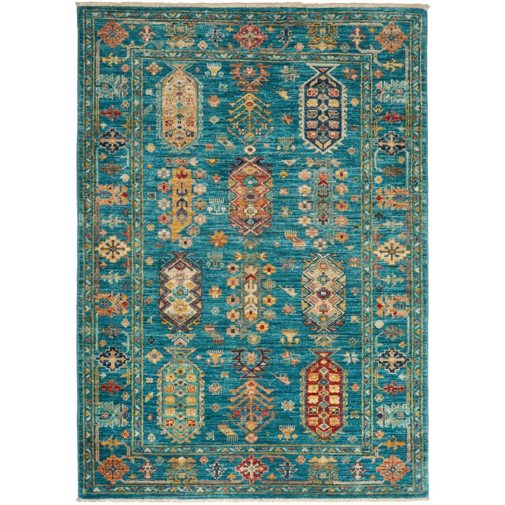 Tappeto Tribal Pakistan azzurro marrone 96x137 Tappeto Tribal Pakistan azzurro marrone 96x137