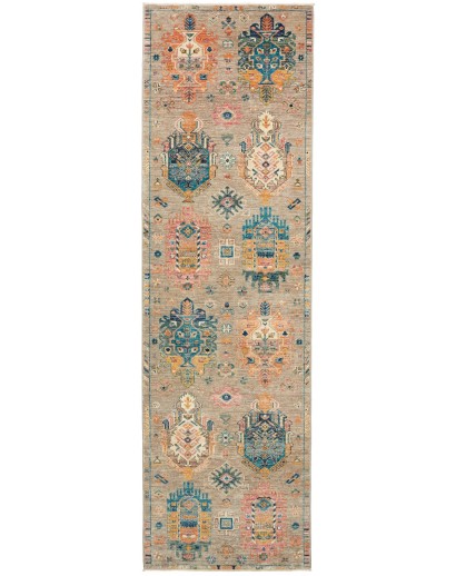 Tappeto Tribal Pakistan marrone grigio 80x278
