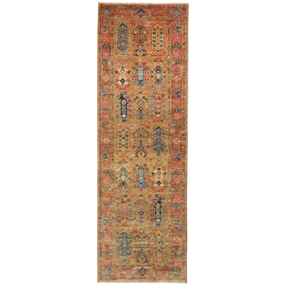 Tappeto Tribal Pakistan arancione grigio 80x242 Tappeto Tribal Pakistan arancione grigio 80x242