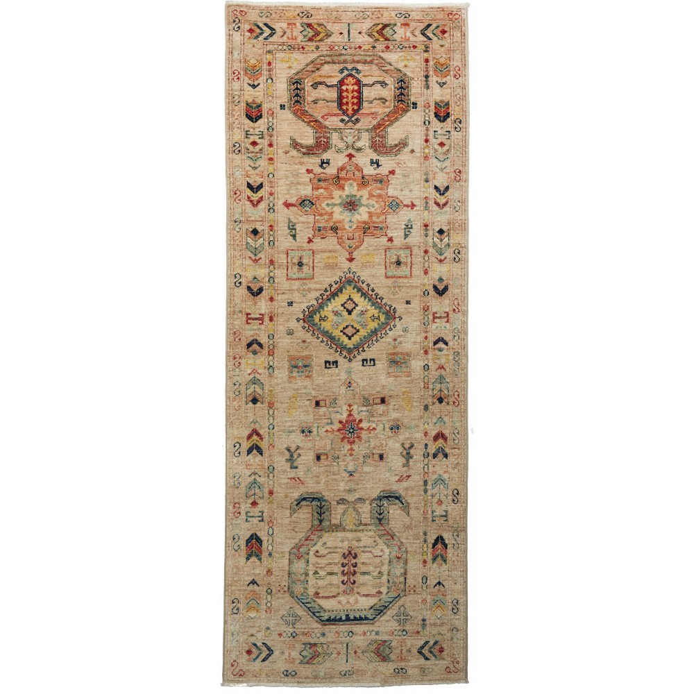 Tappeto Tribal Pakistan marrone grigio 75x201 Tappeto Tribal Pakistan marrone grigio 75x201
